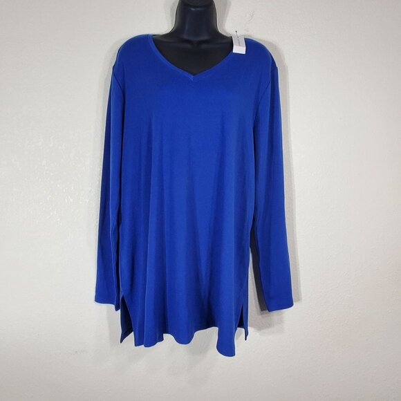 Lane Bryant Womens Blue Long Sleeve V-Neck Tunic Top Size 18/20 NWT - Picture 10 of 11